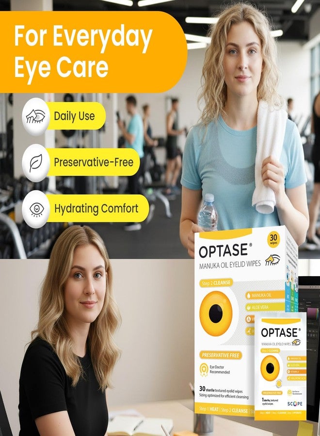OPTASE Manuka Oil Eyelid Wipes, 30 Count – Eyelid Cleansing Wipes with Natural Manuka Oil – Preservative-Free Formula for Daily Hygiene and Eye Lid Comfort - Doctor Recommended Eye Lid Cleaning - Image 4